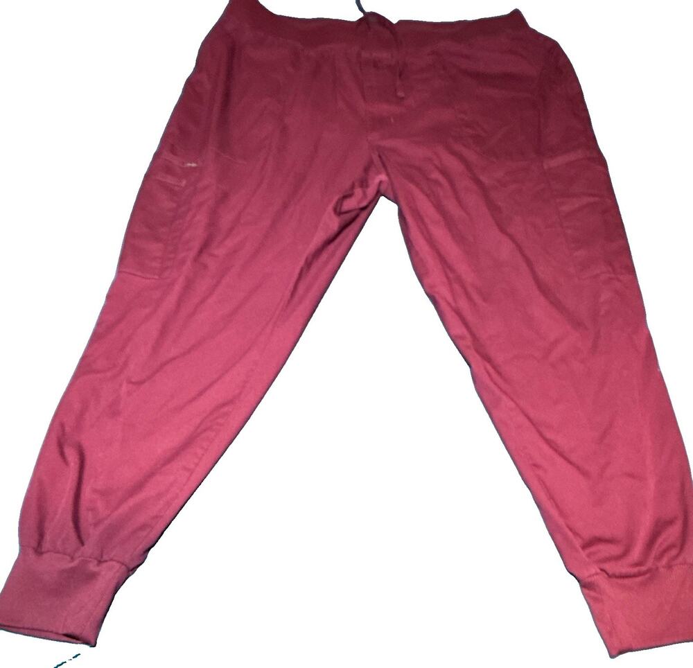 Landau ProFlex Burgundy Scrub Jogger Pants Drawstring 2-Way Stretch XXL